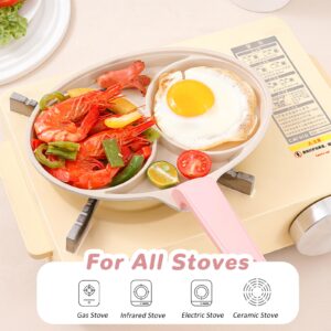 VOTTERCO Egg Frying Pan, 2-Cup Mini Nonstick Egg Pan & Omelet Pan for Breakfast, Healthy Non Toxic Pancake Pan, Easy to Clean Egg Cooker Pan, Suitable for Gas Stove & Induction Cookware (Pink)