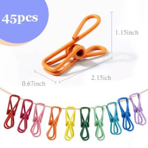 45 Pcs Chip Clips - 2 Inch Random Multi-Colored Waterproof Metal Clothes Pins for Bag, Food, Chips, Paper