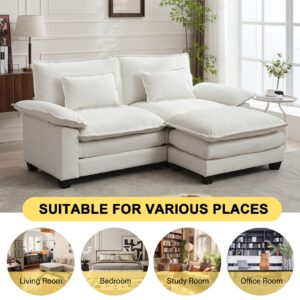 DUNELLA 88.9" Cloud Couch Sectional Couches for Living Room - Modular Chenille Sectional Sofa with Ottoman and Pillows - Modern Comfy Deep Seat Sleeper Sofa