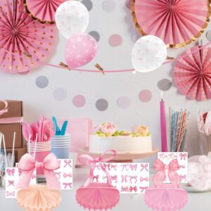 50Pcs Pink Bow Balloons, Pink Bow Coquette Party Decorations, Pink Bow Party Supplies