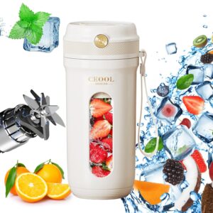 portable blender, 350ml travel personal size blender for juice,shakes & smoothies,mini juicer with 10-blade, usb rechargeable type-c, for office, sports, travel, picnic (z03-350ml(with straw))