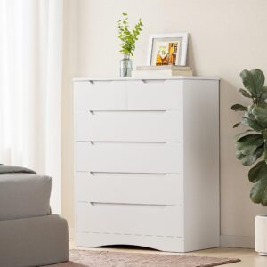 Gizoon 6 Drawer Dresser, Chest of Drawers with Large Storage, White Dresser for Bedroom, Tall Dresser and Organizer with Anti-Tripping, Wooden Dresser Cabinet for Office, Living Room, Entryway