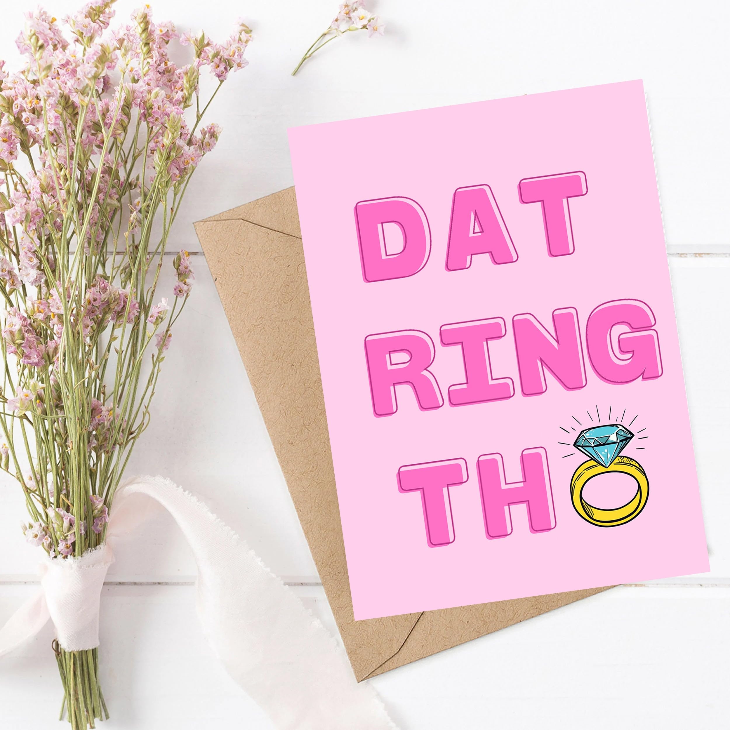 H2TDesigns Dat Ring Tho Card - Funny Engagement Card - Funny Wedding Cards - Engagement Gift - Bridal Shower Gift - Just Married - Just Engaged - Gift For Bride - Blank Inside