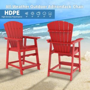 VSMKSJ Red Tall Adirondack Chair Outdoor Patio Chair and Weather Resistant Adirondack Balcony Chair for Porch,Garden,Backyard,Balcony (1 Chair)