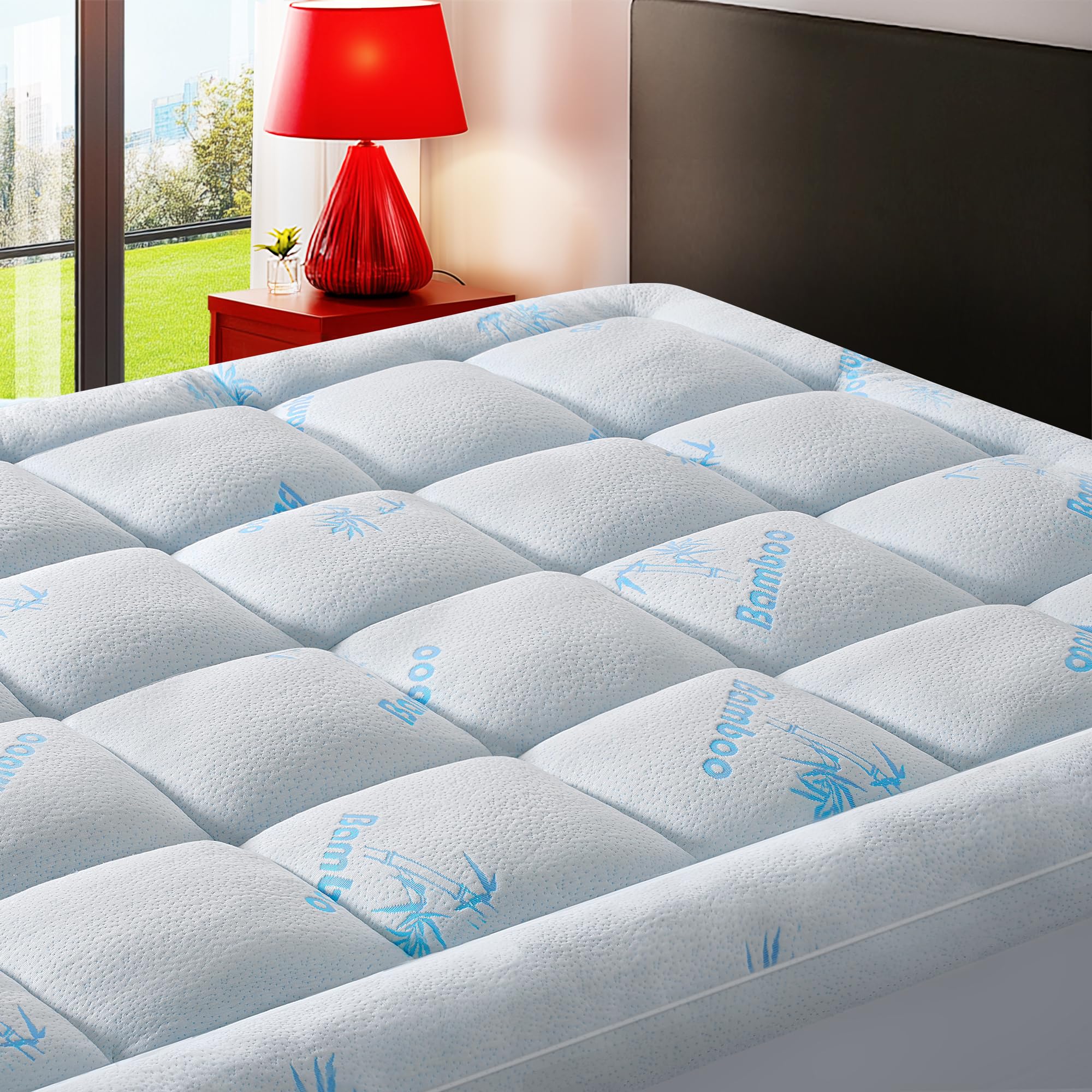 KELTARO Mattress Topper Full Size,Viscose Made from Bamboo Extra Thick Mattress Pad 8-21" Deep Pocket Soft Down Alternative Fill Mattress Protector Pillow Top Mattress Cover(54x75 Inches)