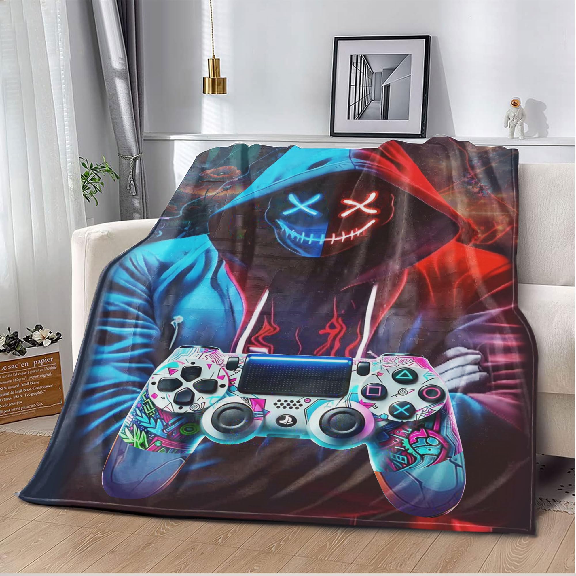 jvycjlu Gamer Throw Blanket, Boys Girls Game Blankets, Game Blanket for Boys Gifts for The Ultimat Gamer for Kids Teens Son Husbands Men Boyfriends Sofa Bedroom 60 X 50