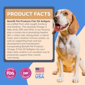 Omega 3 Fish Oil for Dogs - 120 SoftGels - Skin & Coat Supplement for Dogs, Supports Healthy Skin, Coat, Joints, Heart & Immune System, Premium Fish Oil Supplement for Dogs - Made in USA