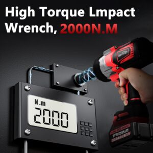 Srhvfuyr Cordless Impact Wrench 3/4 inch for Milwaukee 18V Battery, 1500FT-LBS(2000N.m) High Torque Brushless Electric Impac Gun, With 3 Speed Modes Power Impact Driver(No Battery)