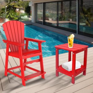 VSMKSJ Red Tall Adirondack Chair Outdoor Patio Chair and Weather Resistant Adirondack Balcony Chair for Porch,Garden,Backyard,Balcony (1 Chair)