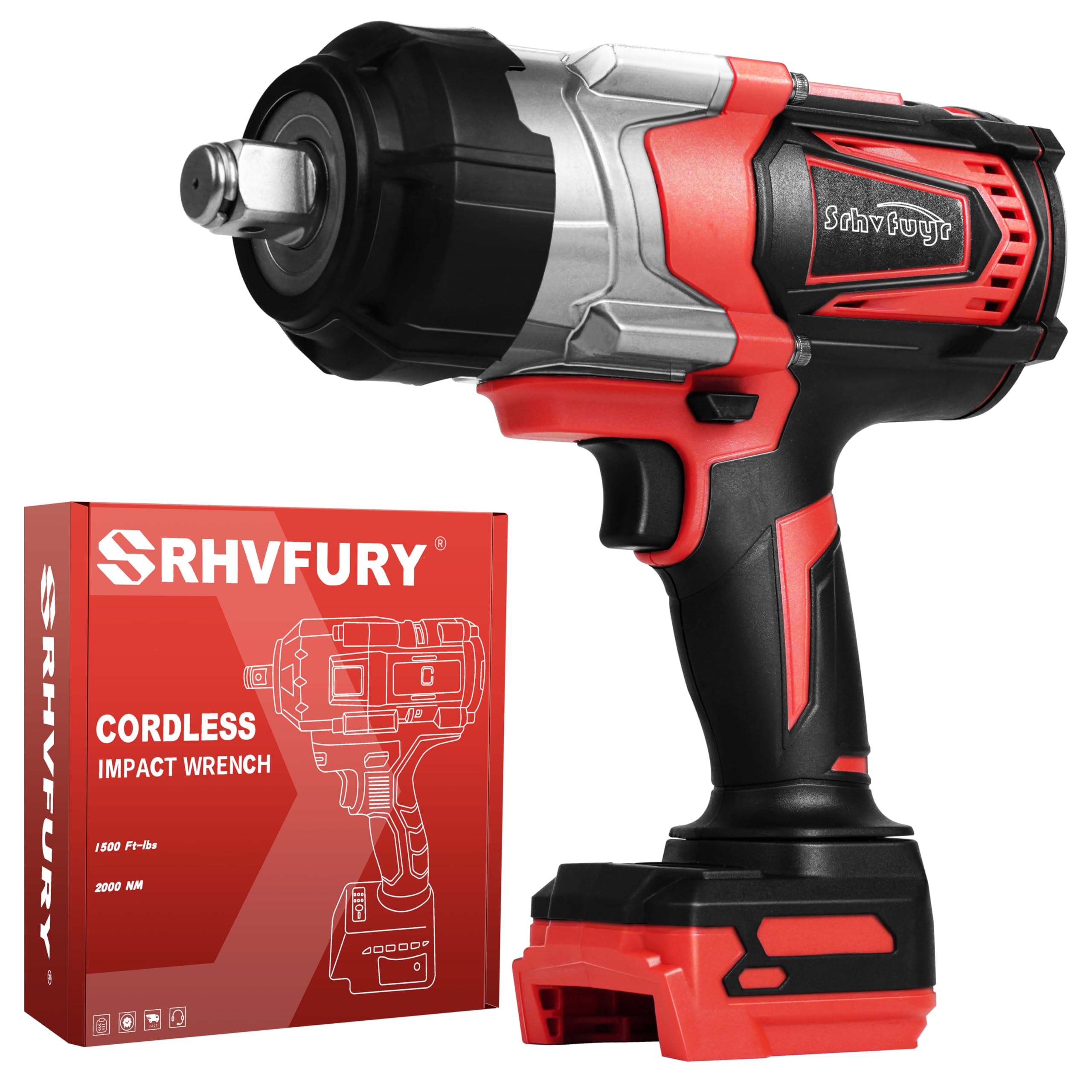 Srhvfuyr Cordless Impact Wrench 3/4 inch for Milwaukee 18V Battery, 1500FT-LBS(2000N.m) High Torque Brushless Electric Impac Gun, With 3 Speed Modes Power Impact Driver(No Battery)