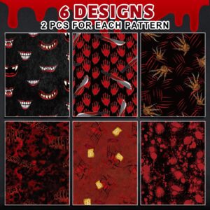 JarThenaAMCS 12 Sheets Halloween Bloody Wrapping Paper - Not Roll - Horror Blood Handprint Paw Blade Gift Wrap Paper Folded Flat for DIY Crafts Holiday Party Supplies, 19.7 x 27.6 Inch