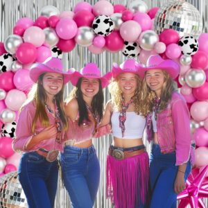 Party Inspo Same Cowboy Forever Bachelorette Decorations, Western Disco Cowgirl Bachelorette Party Decorations, Nashville Bridal Shower Decorations Fringe Curtain Balloon Pink Silver Black