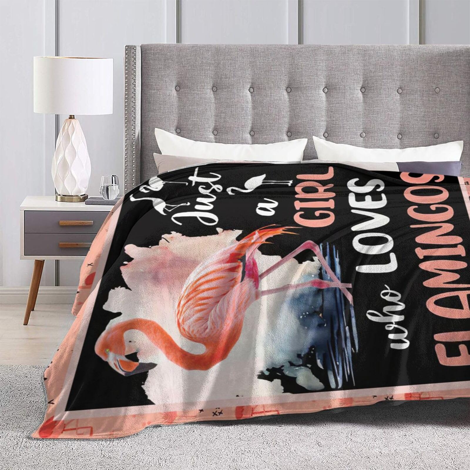 Flamingo Blanket Just A Girl Who Loves Flamingo Throw Blanket Flamingo Stuff Decor Merch Cozy Flannel Soft Warm Plush Lightweight Bedding Animals Gifts for Girls Woman Sofa Bedding Couch 50"X40"