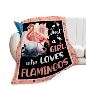 flamingo blanket just a girl who loves flamingo throw blanket flamingo stuff decor merch cozy flannel soft warm plush lightweight bedding animals gifts for girls woman sofa bedding couch 50"x40"