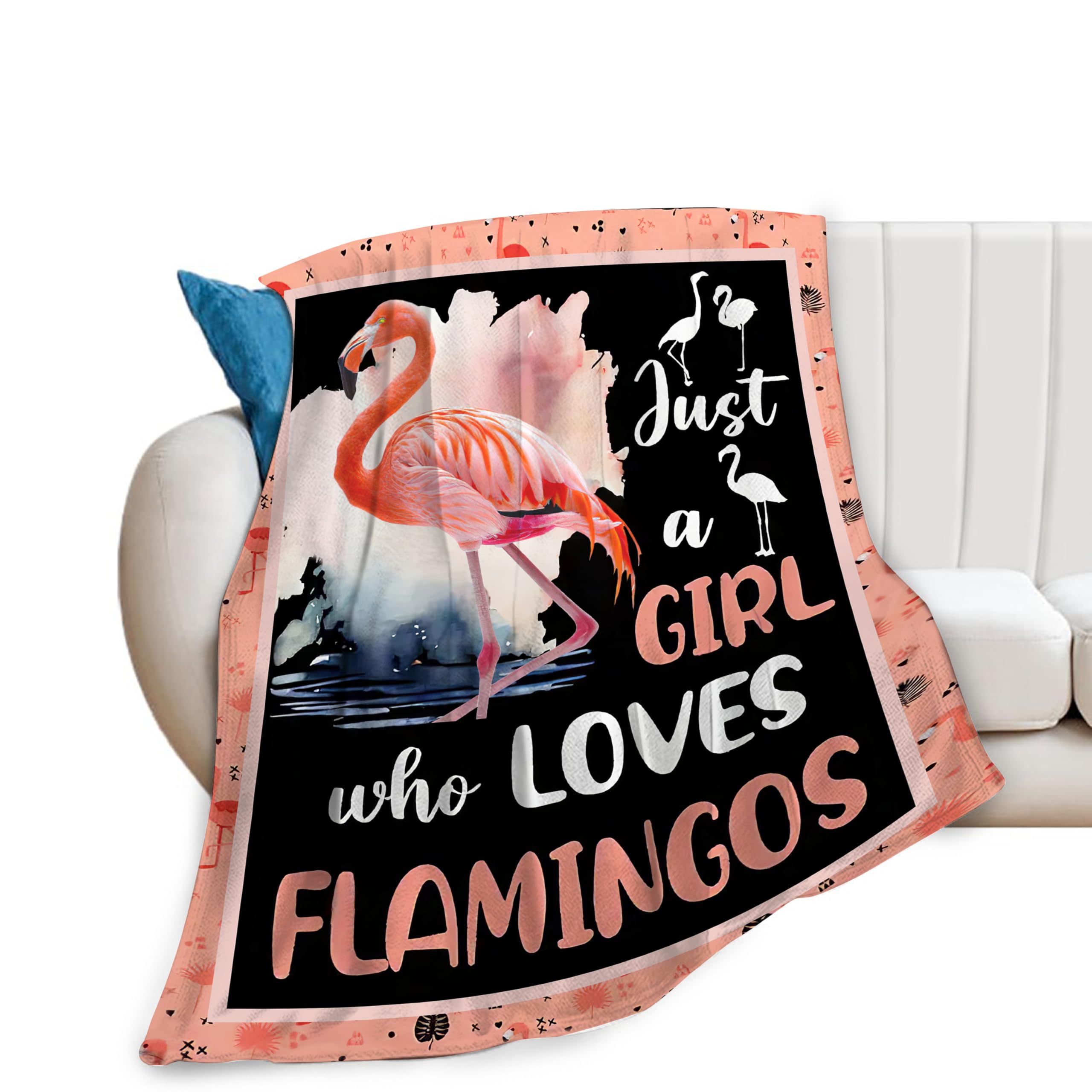 Flamingo Blanket Just A Girl Who Loves Flamingo Throw Blanket Flamingo Stuff Decor Merch Cozy Flannel Soft Warm Plush Lightweight Bedding Animals Gifts for Girls Woman Sofa Bedding Couch 50"X40"