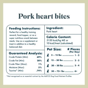 King Lou Pets - Pork Heart Bites for Dogs and Cats - USA-Made Freeze Dried Treats - Taurine, Zinc, and Iron - 1 lb Prior to Freeze-Drying