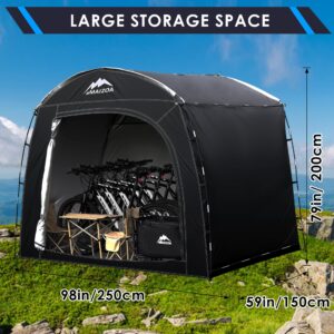 MAIZOA Bike Storage Shed Tent, 98*59*79 Inches Outdoor Portable Storage Tent, Made of 210D Oxford Cloth PU4000mm Waterproof Fabric, Suitable For Storing Bicycles, Motorbikes, Garden Tools, Lawn Mower