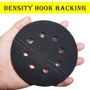 Crossarctic 5 Inch 8 Holes Soft Density Interface Pads Hook and Loop Sponge Cushion Buffer Round Backing Pad Foam Sanding Pads for Orbital Sander(4 Pack)