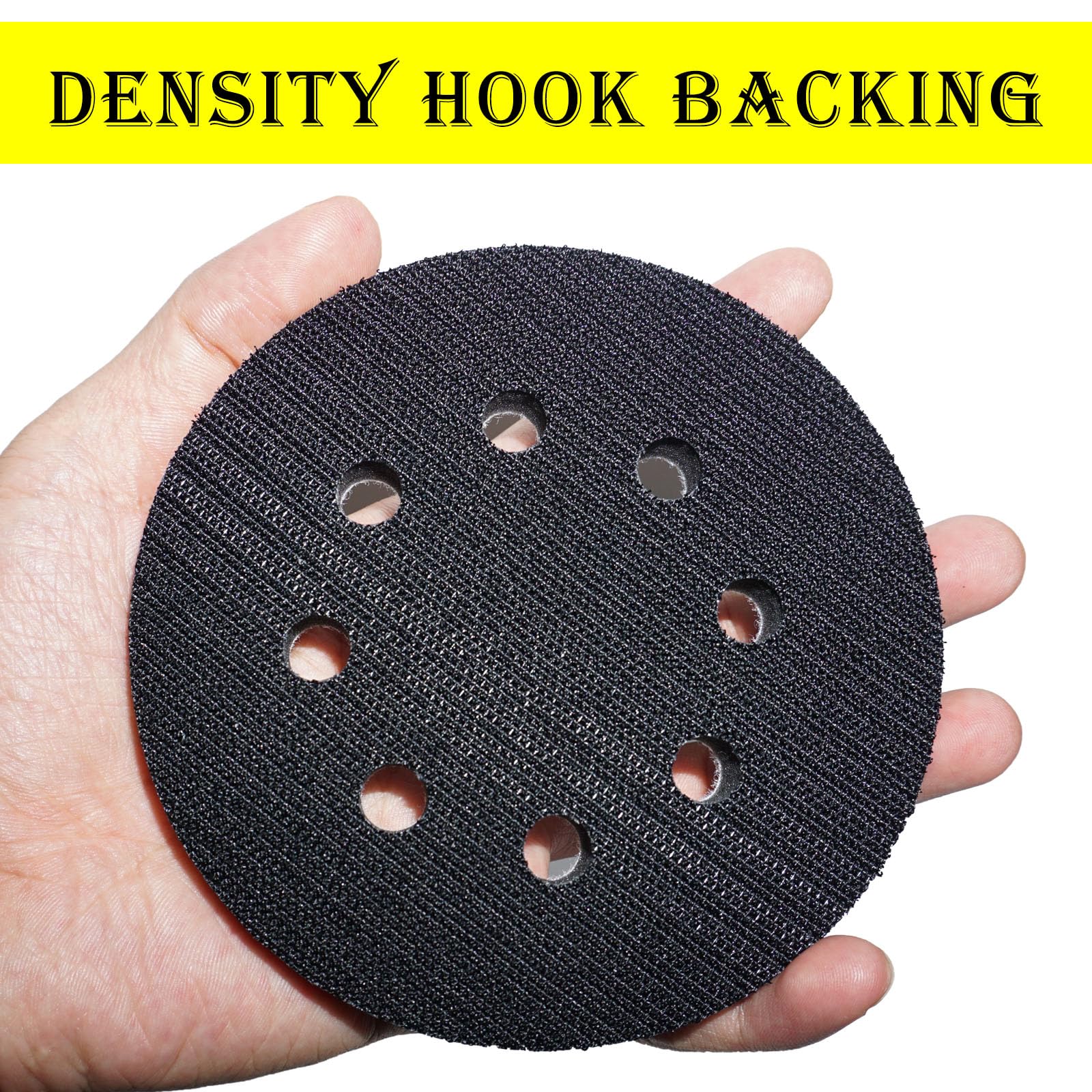 Crossarctic 5 Inch 8 Holes Soft Density Interface Pads Hook and Loop Sponge Cushion Buffer Round Backing Pad Foam Sanding Pads for Orbital Sander(4 Pack)