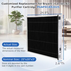 PGAPXCAR2025-A02 MERV-16 Air Filter for Bryant/Carrier Air Purifier Cartridge, Upgraded Filter Perfectly Fits for Bryant/Carrier PGAPAXX2025, PGAPXCAR2025, AGAPXCAR2025 Filter (20x25x3in)-2 Pack