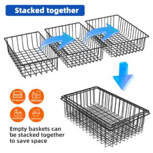 12 Pack Extra Large Wire Storage Baskets for Organizing, Pantry Organization Bins Cabinets - Metal Basket Kitchen, Laundry