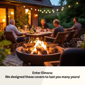 Elmara Patio Furniture Covers – Waterproof, UV Fade-Resistant Outdoor Table Covers Made of Heavy Duty Olefin – Durable All Weather Design Protects Your Patio Furniture (Beige)