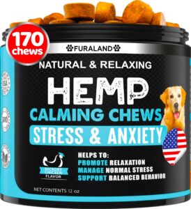 hemp calming chews for dogs anxiety - 170 dog calming chews - anxiety relief treats - dog calming treats - hemp oil - sleep calming aid - advanced calming health joint support supplement - made in usa