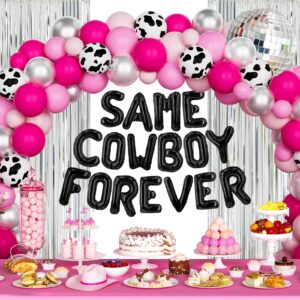 Party Inspo Same Cowboy Forever Bachelorette Decorations, Western Disco Cowgirl Bachelorette Party Decorations, Nashville Bridal Shower Decorations Fringe Curtain Balloon Pink Silver Black