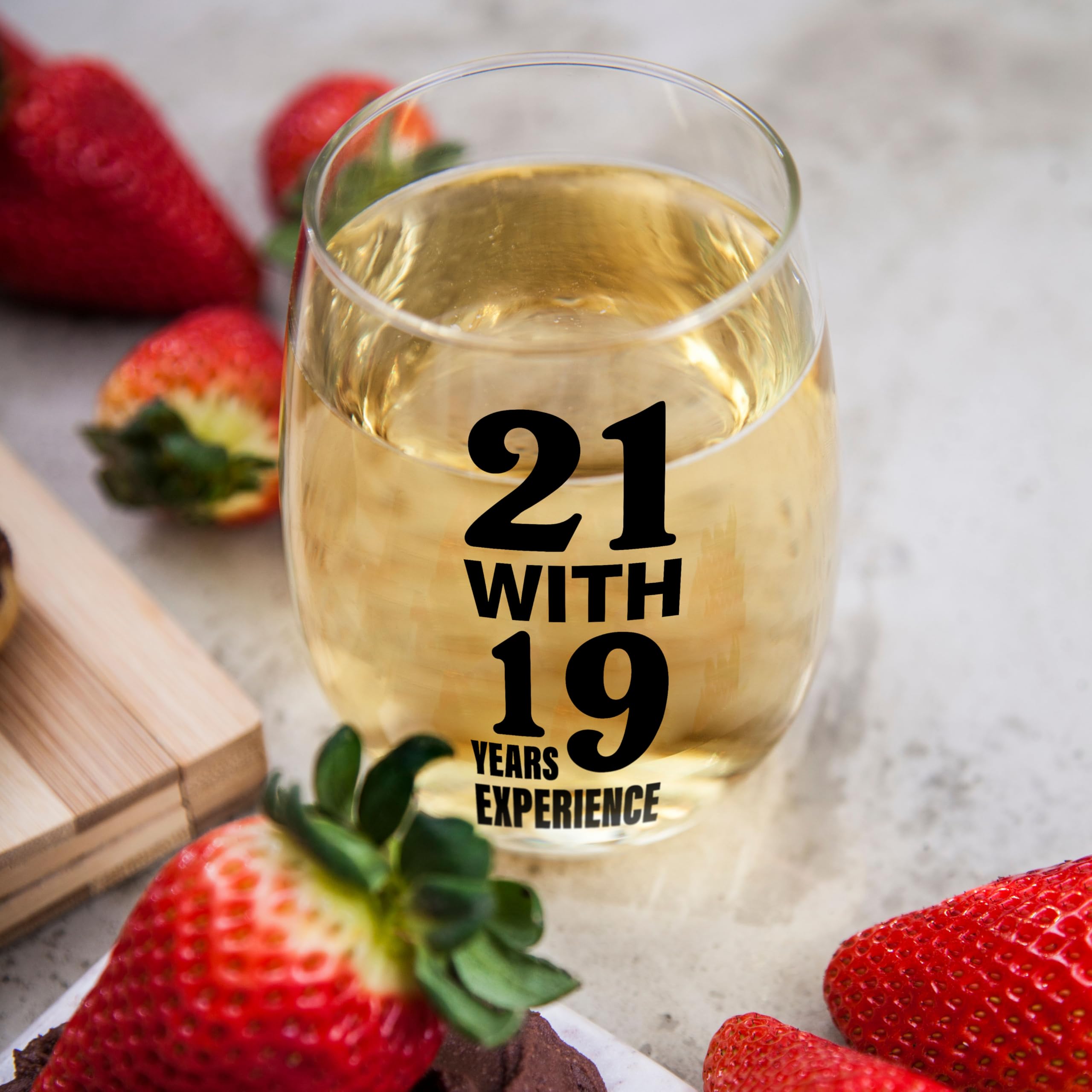 40th Birthday Gifts for Women and Men Wine Glass - Funny 21 with 19 Years of Experience Gift Idea for Mom Dad Husband Wife – 40 Year Old Party Supplies Decorations for Best Friend, Him, Her - 15oz