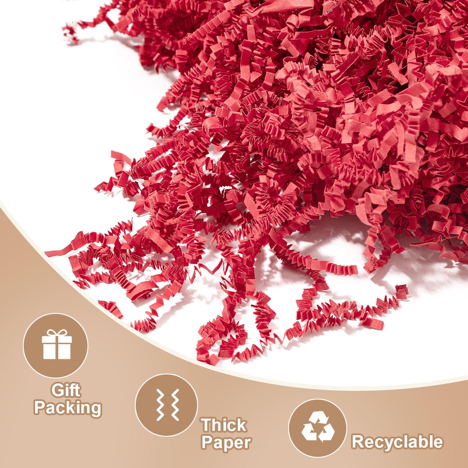 Wowxyz 1 LB Crinkle Cut Paper Shred Red Crinkle Paper Shredded Paper for Gift Baskets - Gift Box Filler - Confetti Paper Shreds Stuffing for Birthday, Holiday Gift Packaging Wrapping