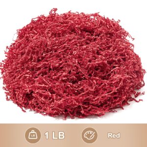 Wowxyz 1 LB Crinkle Cut Paper Shred Red Crinkle Paper Shredded Paper for Gift Baskets - Gift Box Filler - Confetti Paper Shreds Stuffing for Birthday, Holiday Gift Packaging Wrapping