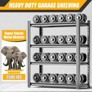 Garage Shelving,2 Pieces Thickened 72"Garage Storage Shelves Heavy Duty Shelving Units and Storage,Adjustable 5 Tier Metal Shelving Storage for Garage Rack Shelf and Industrial Shelving for Basement