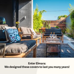 Elmara Outdoor Couch Covers – Waterproof, UV Fade-Resistant Outdoor Sofa Covers Made of Heavy Duty Olefin – Durable All Weather Design Keeps Your Couch or Loveseat Safe (Beige)