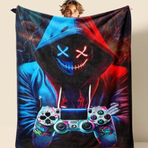 jvycjlu gamer throw blanket, boys girls game blankets, game blanket for boys gifts for the ultimat gamer for kids teens son husbands men boyfriends sofa bedroom 60 x 50