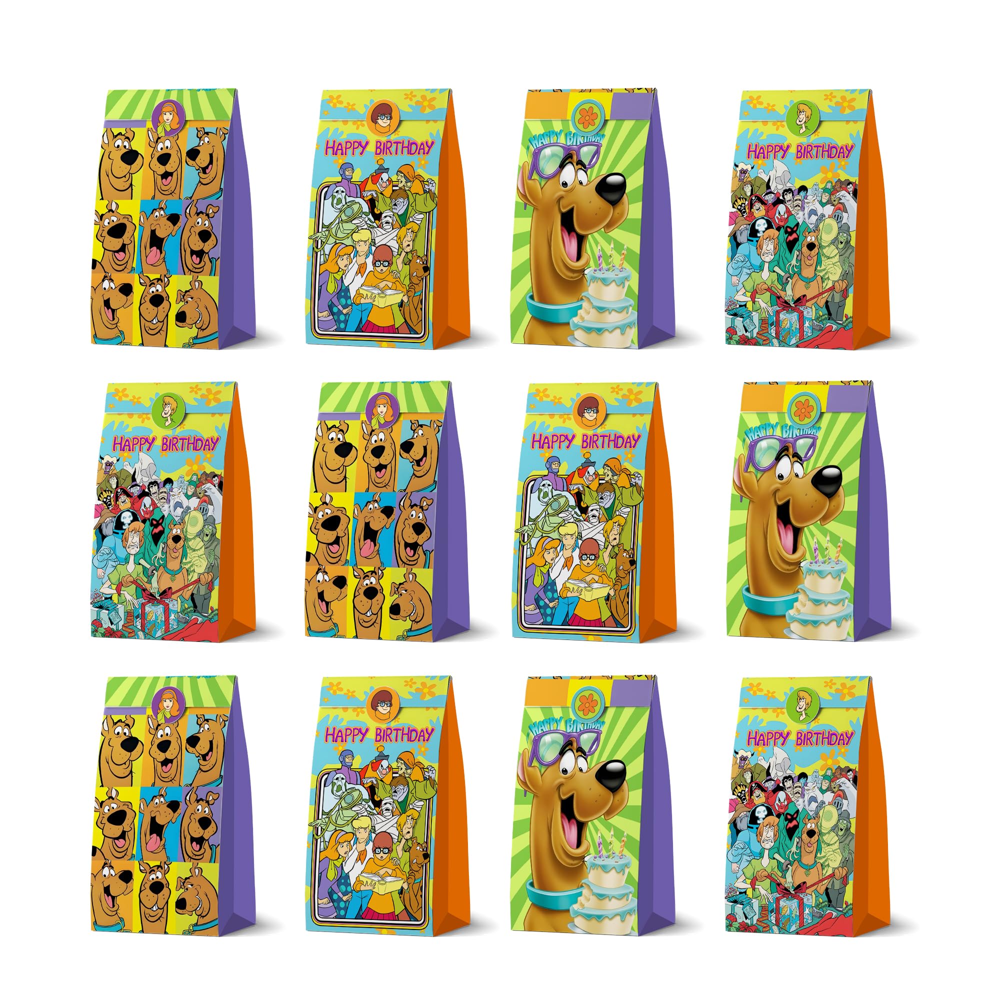 ASDRft 12Pcs Cartoon Dog Party Favor Gift Bags Candy Bags Goody Bags Gift Bags With Stickers Cartoon Themed Party Supplies for Birthday Party Decorations