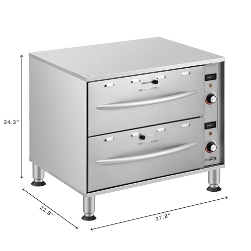 KoolMore Two-Drawer Commercial Free Standing Warming Drawers in Stainless-Steel, UL and NSF Listed (KM-WD-M2)