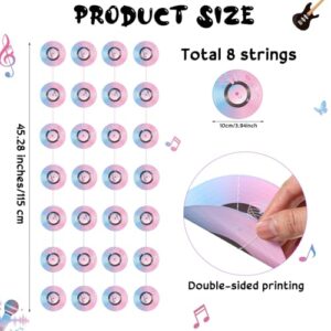 Cindeer 8 Pcs Rock and Roll Garlands Music Party Hanging Banner Vinyl Record Paper Cutouts Music Party Pink Decorations for Era Music Singer Party Fan Meetups Birthday Wedding Bachelor Bar Decorations