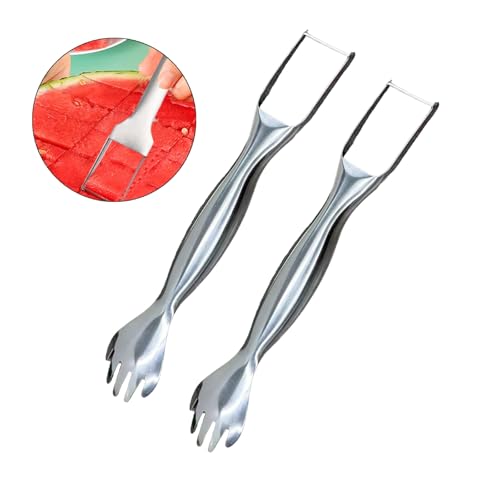 Watermelon Cutter With Integrated Fork Versatile Stainless Steel Fruit Cutter Practical Watermelon Slicer For Picnics