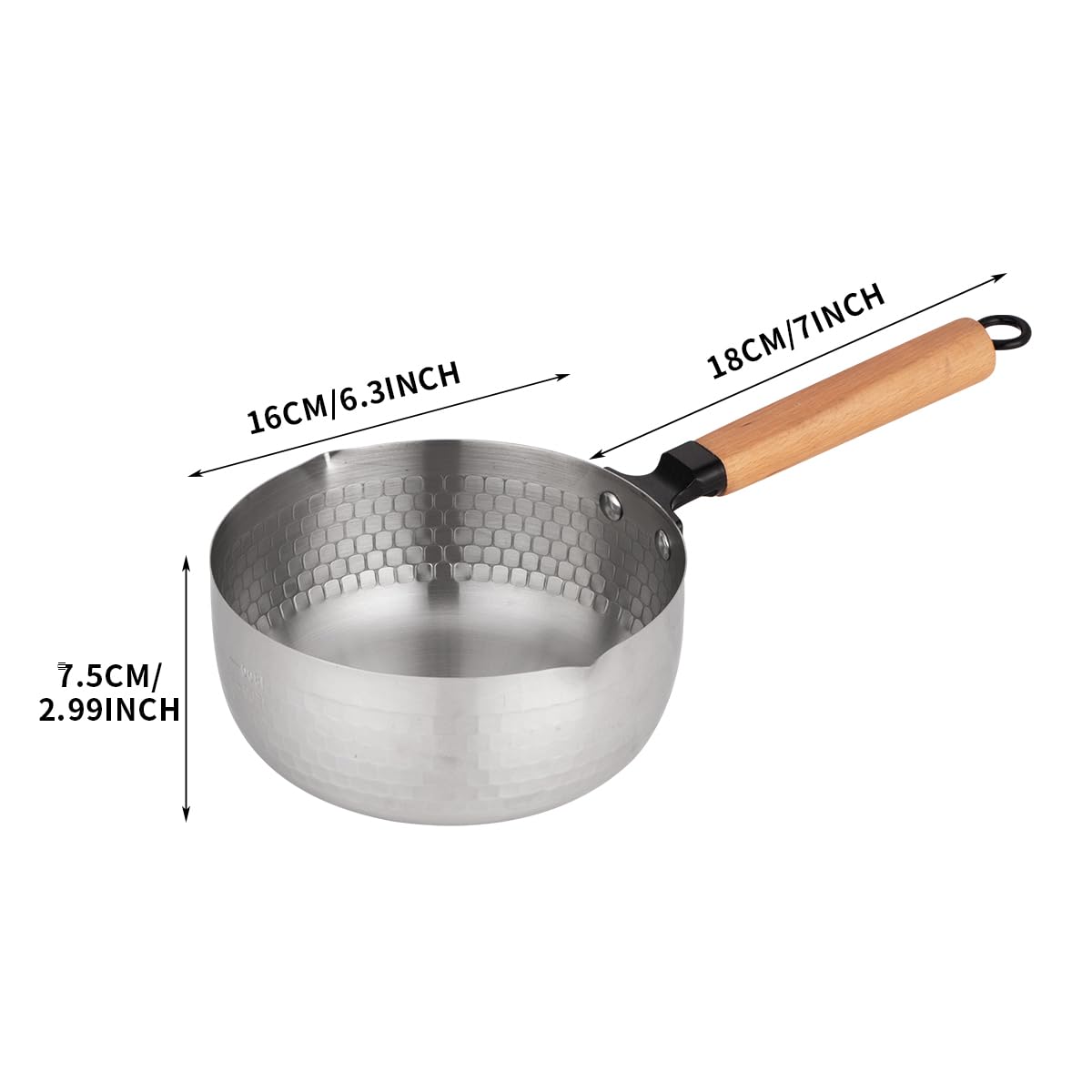 Yukihira Saucepan,Yukihira Pot,Stainless Steel Saucepan Yukihira Pan Traditional Japanese Saucepan Milk Pot with Wood Handle (6.3inch 1.2 Quart)