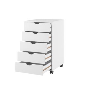 naomi home 5 drawer office file cabinet with 200 lbs total capacity - white