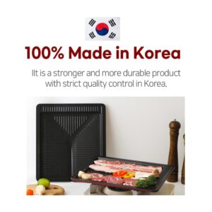 sisem Square Grill Pan, Korean style Traditional BBQ Grill Pan - 5 layer Titanium Nonstick Indoor/Outdoor Smokeless BBQ Cast Aluminum Grill Pan, only gas stove, Square