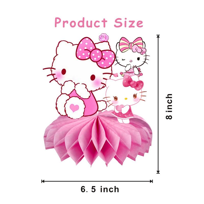 8Pcs kitty Honeycomb Table Centerpiece, kitty Birthday Party Supplies Table Decorations for Kids Party Decorations