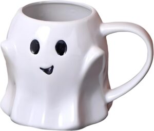 halloween mug novelty ghost mug 3d cute ceramic coffee cup perfect for halloween decor and halloween christmas birthday white elephant gifts for coffee milk tea lover (white)