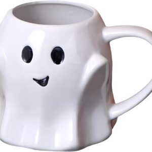 Halloween Mug Novelty Ghost Mug 3D Cute Ceramic Coffee Cup Perfect for Halloween Decor and Halloween Christmas Birthday White Elephant Gifts for Coffee Milk Tea Lover (White)