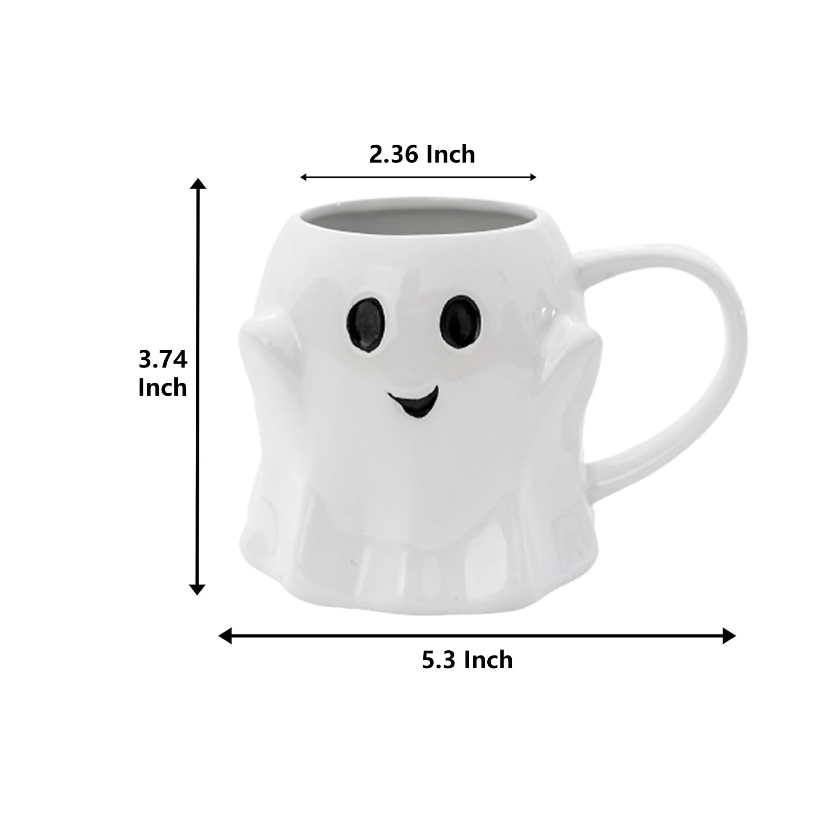 Halloween Mug Novelty Ghost Mug 3D Cute Ceramic Coffee Cup Perfect for Halloween Decor and Halloween Christmas Birthday White Elephant Gifts for Coffee Milk Tea Lover (White)