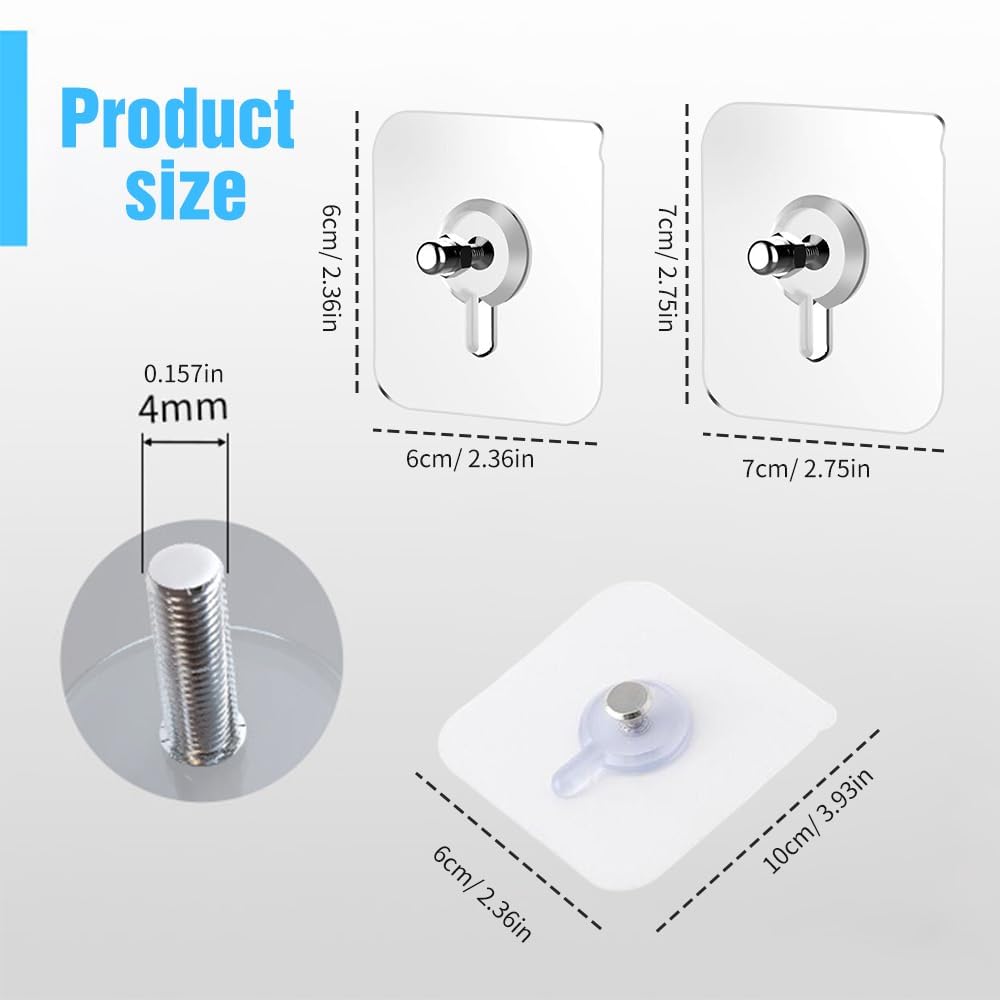 Drill Free Adhesive Hooks, 2024 Upgraded Adhesive Wall Mount Screw Hooks, Hang On Wall Without Nails, Command Hooks for Hanging Pictures for Home Kitchen (3, 2.36 * 2.36 in)