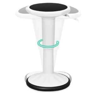 glacer wobble stool, wiggle stool for classroom seating, 24" active learning stool w/adjustable height, sitting balance chair for school, office stand up, flexible seating wobble chair (white)