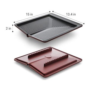 sisem Square Grill Pan, Korean style Traditional BBQ Grill Pan - 5 layer Titanium Nonstick Indoor/Outdoor Smokeless BBQ Cast Aluminum Grill Pan, only gas stove, Square