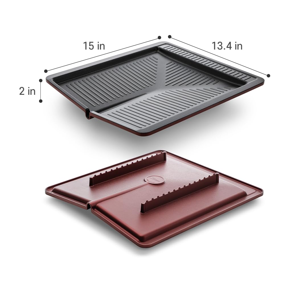 sisem Square Grill Pan, Korean style Traditional BBQ Grill Pan - 5 layer Titanium Nonstick Indoor/Outdoor Smokeless BBQ Cast Aluminum Grill Pan, only gas stove, Square