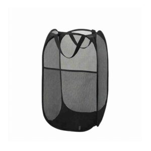 Clasoul pop up hamper with a handle, portable foldable laundry basket. The mesh laundry basket is breathable and moisture-proof, and the large capacity pop up laundry is suitable for home（black）